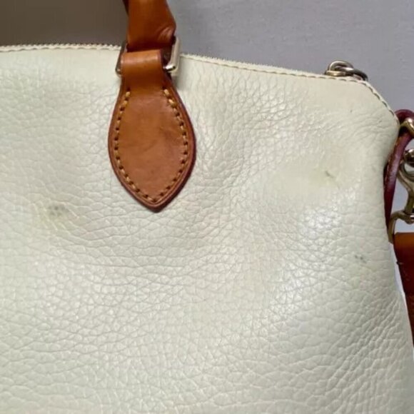 Dooney & Bourke Dillen Double Pocket Convertible Satchel Cream Pebbled Leather - Picture 6 of 16